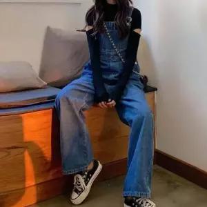 여자 캐주얼룩 심플 베이직 데님 멜빵바지 점프수트