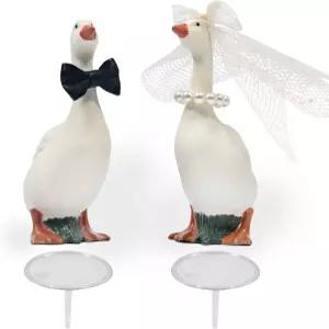 베리구드 구스 웨딩 케이크 토퍼 결혼식 약혼 기념일을 위한 수제 작은 재미있는 피규어 장식
