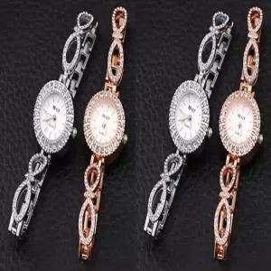 우아한 곡선 메탈 큐빅포인트 여성시계