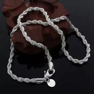 트위스트 기본 실버 체인 모던한 목걸이