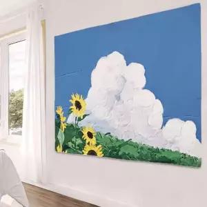 [RIZPICK]카페 거실 장식 패브릭포스터 유화 그림 해바라기 대