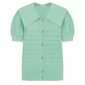 [롯데백화점]라인 와이드 카라 반소매 카디건 (NKCDOE05)