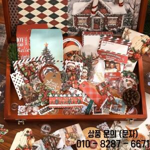 157개   크리스마스 따뜻한 배달 축제 테마 책 재료 콜라주 세트 내장형 핸드북 포함