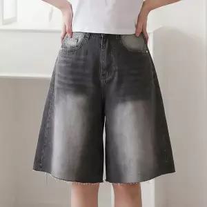 [올리비에스클로젯] [55-77]빈티지 워싱 컷팅 버뮤다 데님 팬츠_O2604DP024B