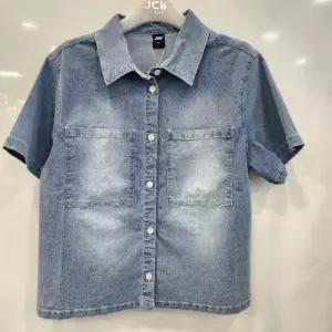 애플핑크 HC07 데님 크랍   반팔 셔츠 데님 크랍   반팔 셔츠 JBK1U342GST