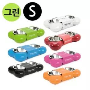 [반려] 뼈다귀 식기 그린 애완용 패션쌍식기 Small