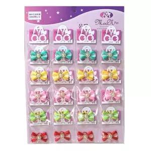 [반려] 머리끈 고무줄 1판 강아지 리본 큐빅 미용 애견 20개