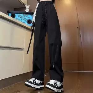 여성 데일리 기모 스트릿 스트링 포켓 밴딩 팬츠