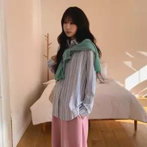 [옷자락]여자 데일리 오버핏 레인보우체크 스트라이프 남방_P420355176