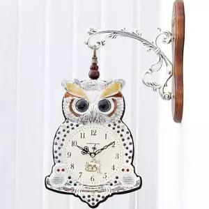 [콩심팥심]황태자 부엉이 무소음 양면시계 실버