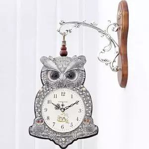 [콩심팥심]황태자 부엉이 무소음 양면시계 티타늄실버