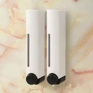 흰색 세제디스펜서 2p 350ml 벽걸이 물비누 샴푸통 린스
