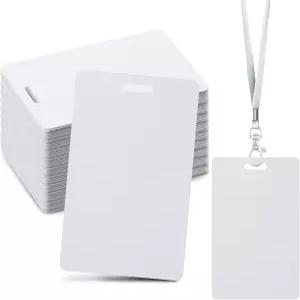 슬롯 펀치가 포함된 100개의 빈 배지 카드 CR80 3천만 식별 비즈니스 오피스 신분증용 PVC