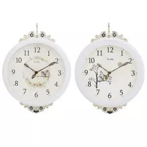 원목 벽걸이 양면시계 거실 사무실 벽시계 화이트26cm