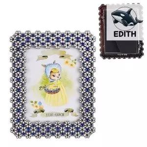 블루꽃 테두리 탁상용 사진액자 사랑스러운