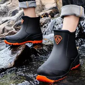 남성용 짧은 장화 도시용 워터 부츠 미끄럼 방지 내마모성 웨이딩 트렌디한 경량 방수 고무 신발