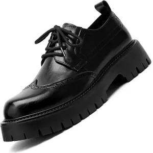 남성 플랫폼 윙팁 브로그 드레스 슈즈 빈티지 가죽 옥스포드 더비 캐주얼 워크 비즈니스 오피스