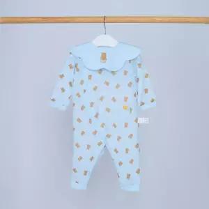 [달퐁]큐비앤맘 동글베어 긴팔 우주복 턱받이 세트 아기우주복