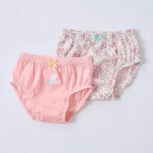 [달퐁]큐비앤맘 토끼의하루 여아 팬티 2p set 유아 삼각 팬티