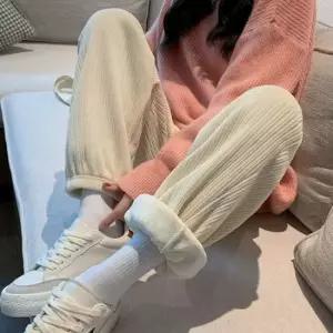 여성 베이직 밑단 밴딩 코듀로이 데일리 기모 바지