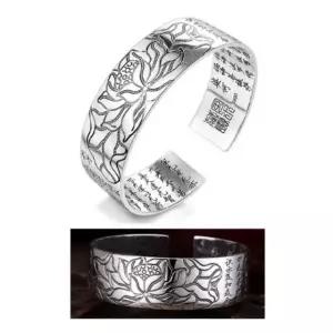 불교 부처님오신날 반야심경 각인 은 도금 연꽃 팔찌