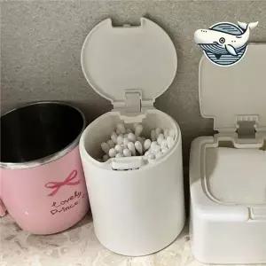 [콩심팥심]세련된 원형 화장솜 면봉 정리함 활용도 높은