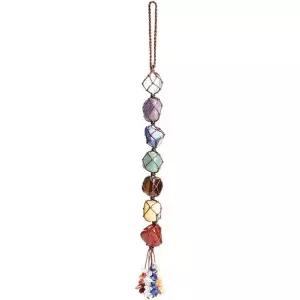 수제 크리스탈 창문 자동차 걸이 장식품 7 차크라 홈 데코레이션 풍수 장식 요가 명상 넘어진 야자석