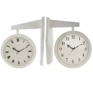 원목 양면 벽시계 사무실 거실 벽걸이 32cm 화이트