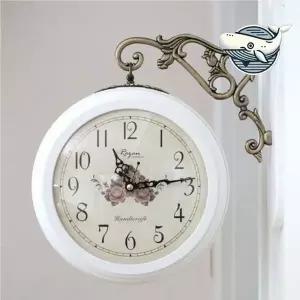 화이트 클래식 양면 벽시계 고급스러운 인테리어