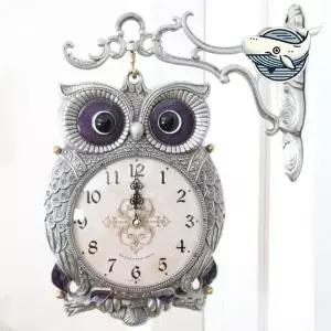 부엉이 디자인 양면 벽시계 카페 인테리어