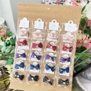 [반려] 강아지 머리핀 애견 겹리본 20개 세트 똑딱이 빗살핀