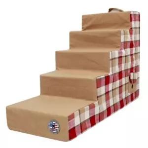 [반려] 5단 강아지 체크브라운 스탭 1P 계단 사다리 소형견