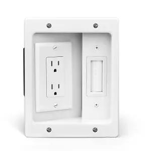 월 케이블 컨실러 관리 키트 박스가 있는 마운트 TV용 뒤쪽 오목한 콘센트 연결 전원 숨기기 및 저전압