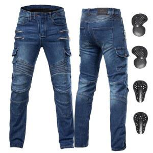 [미국배송] 사계절 라이딩 편안함을 위한 CE 장갑 조절 가능한 모터사이클 팬츠 보호용 청바지