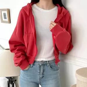 깔끔한 에어 크롭 후드 심플한 양지퍼 스타일링 자켓