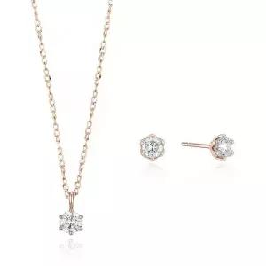 [로이드](마산점)0.09ct 솔리테어 다이아 14K 귀걸이·목걸이 세트 LNF25024D LPFQ1007D