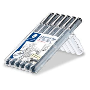 스테들러 피그먼트 라이너 308 SB6P 4+2 검정 6본 세트 드로잉 캘리그라피 일러스트 펜