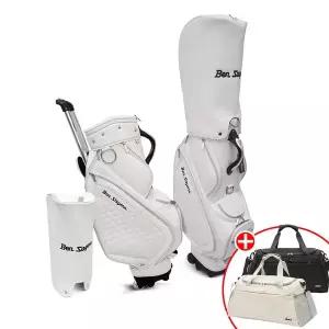 [벤세이어스] 화이트 경량 트롤리 휠 캐디백 가방세트