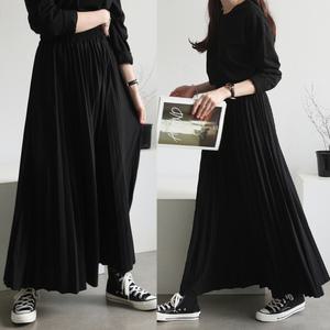 H_샌드 롱 플리츠 스커트/A라인/플리츠/밴딩/스커트