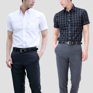 스타일 좋은 남자 여름 반팔 와이셔츠 모음 슬림 일반 옥스포드 스트라이프 체크 셔츠 빅사이즈 남방
