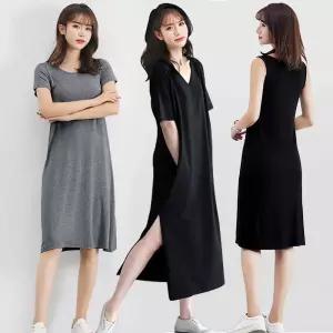 심플 홈웨어 롱원피스 미니 미디 반팔 잠옷 실내복 파자마 이지웨어 모달 원피스