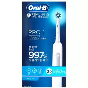 독일산 브라운 오랄비 프로 1000 충전식 전동칫솔 /3D 화이트 / 2분타이버 
