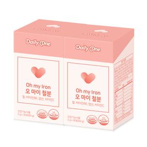 데일리원 오 마이 철분 비헴철 고함량 철분제 2g X 30포 2통