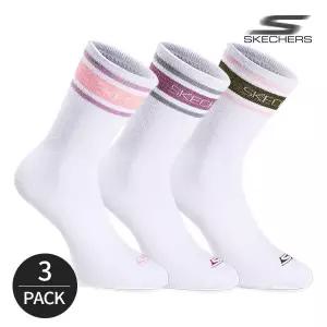 스케쳐스 여성 링글배색 로고포인트 크루삭스 3P_KH/PU/PK