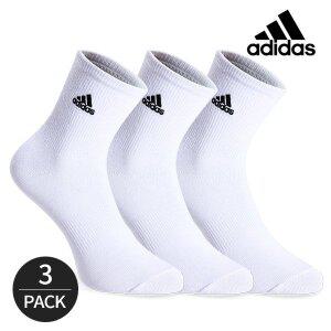 [아디다스] 여성 심플 무지 자수 중목양말 3P_WH