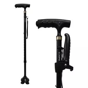 [캠프닉]네발 LED 라이트 노인 지팡이 SN3200+보조손잡이 어르신 할머니 할아버지 미끄럼방지 길이조절