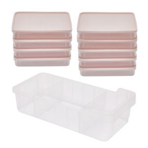 씨밀렉스 납작 소분용기(대9개)+트레이(대) 핑크, 1세트