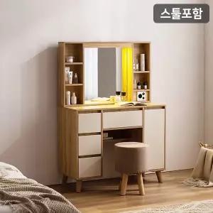 [삼익가구]SAMICK리튼 LED조명 멀티수납형 화장대 세트(스툴포함)