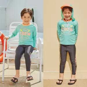 아이스샌드 키즈 남아 래쉬가드 세트+플랩캡 3피스 유아 아동 수영복 BR77204