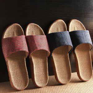 층간소음 방지 파스텔 왕골 린넨 거실화 사무실 실내화 라탄 여름 슬리퍼